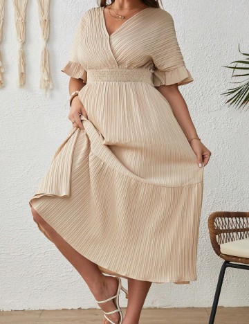 Rochie midi Shein Curve+, bej