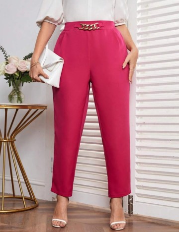 Pantaloni Shein Curve+, roz