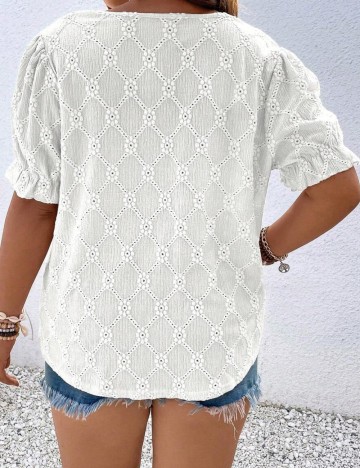 Cămașă cu mânecă scurtă Shein Curve+, alb