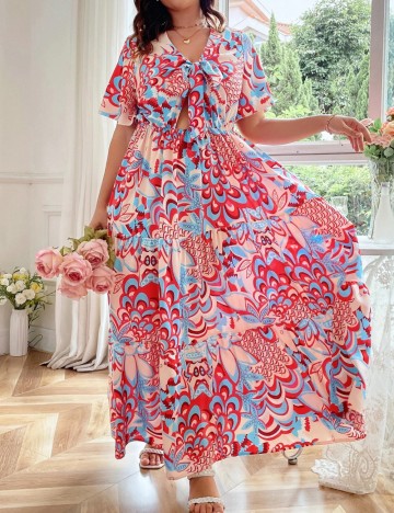 Rochie maxi Shein Curve+, mix culori