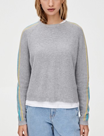 Pulover casual Pull&Bear, gri