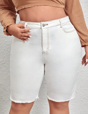 Pantaloni scurți de blugi Shein Curve+, alb