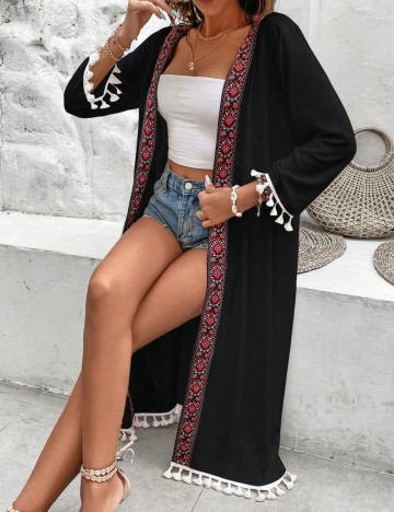 Cardigan lung Shein, negru