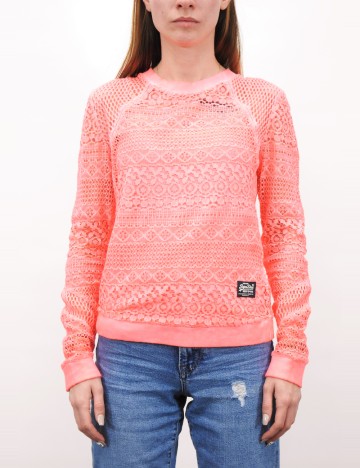 Bluză Casual Superdry, roz neon