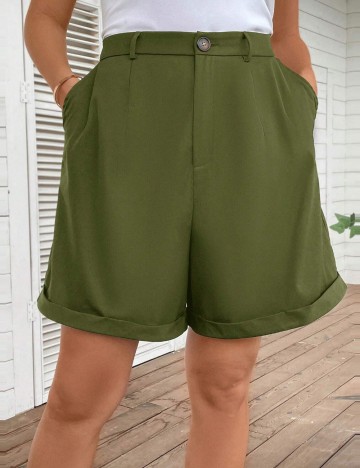 Pantaloni scurți Shein Curve+, verde