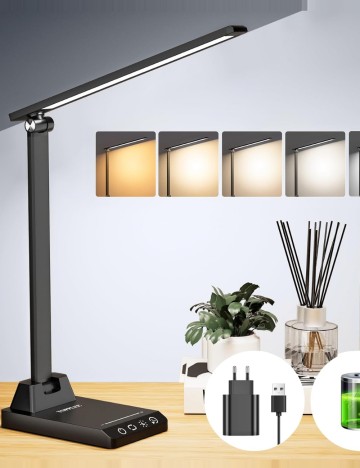 Lampă de birou LED reglabilă TOPPLEE, negru