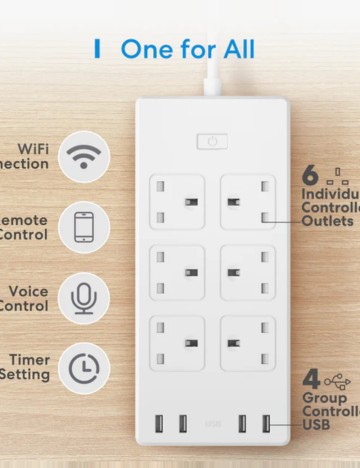 Protector de supratensiune Wi-Fi Meross, alb