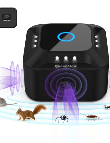 Mouse cu ultrasunete cu lumină LED QueenMew, negru