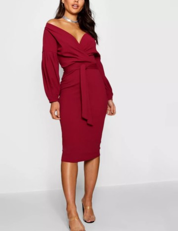 Rochie midi Boohoo, roșu
