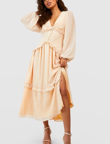 Rochie maxi Boohoo, bej