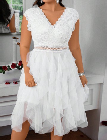 Rochie midi Shein Curve+, alb