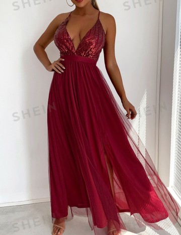Rochie de ocazie Shein, vișiniu