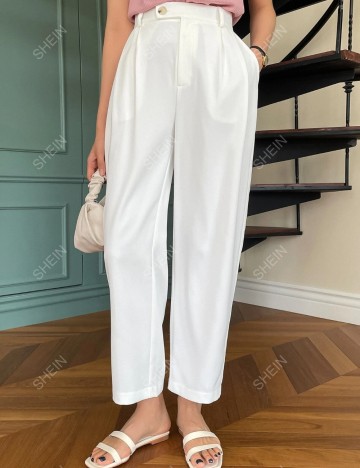 Pantaloni DAZY / LESS by SHEIN, alb