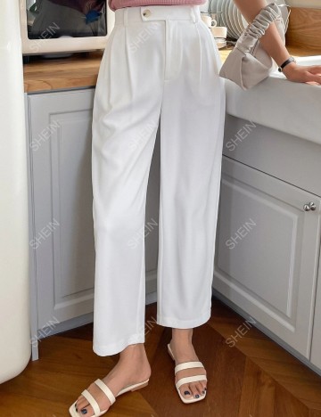 Pantaloni DAZY / LESS by SHEIN, alb