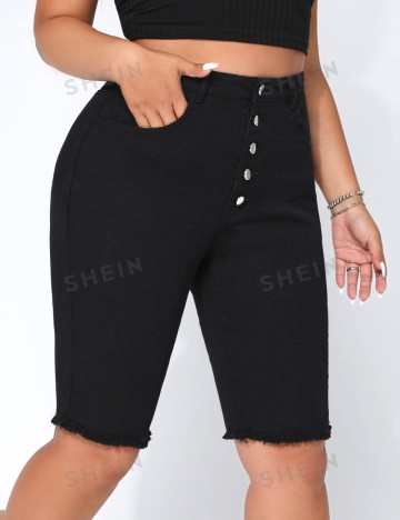 Jeans 3/4 Shein Curve+, negru