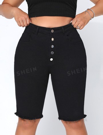 Jeans 3/4 Shein Curve+, negru