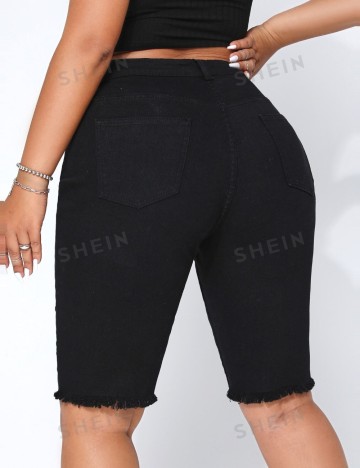 Jeans 3/4 Shein Curve+, negru