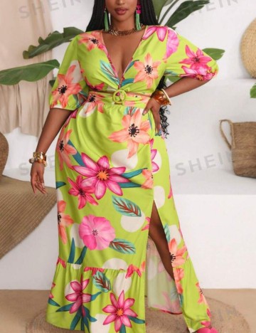 Rochie maxi Shein Curve+, mix culori