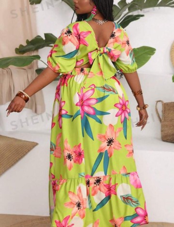 Rochie maxi Shein Curve+, mix culori
