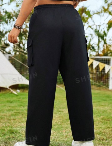 Pantaloni cargo Shein Curve+, negru