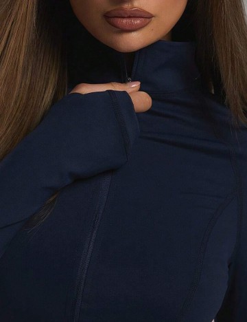 Bluză cu fermoar Shein, albastru