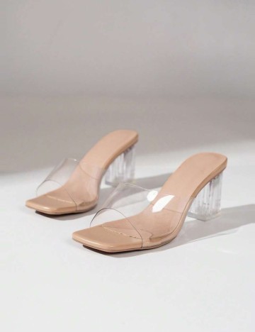 Saboți cu toc Shein, transparent