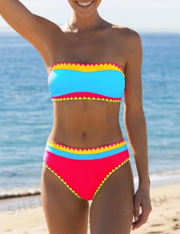 Costum de baie Shein, mix culori