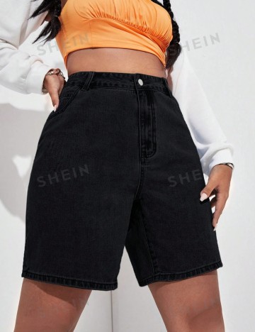Pantaloni scurți Shein Curve+, negru