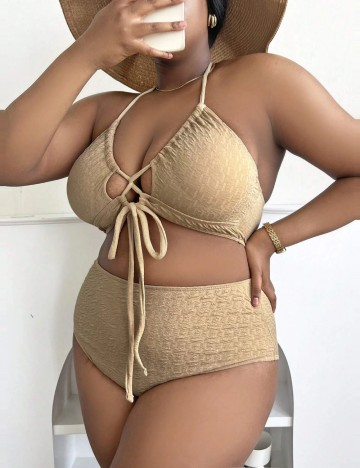 Costum de baie Shein Curve+, maro