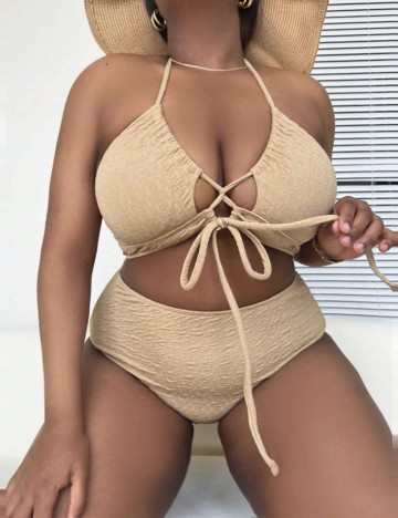 Costum de baie Shein Curve+, maro