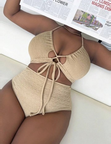 Costum de baie Shein Curve+, maro