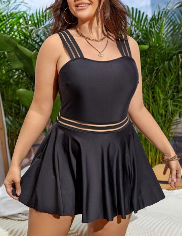 Costum de baie tip rochie Shein Curve+, negru