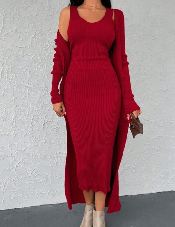 Set Rochie și Cardigan Shein, vișiniu