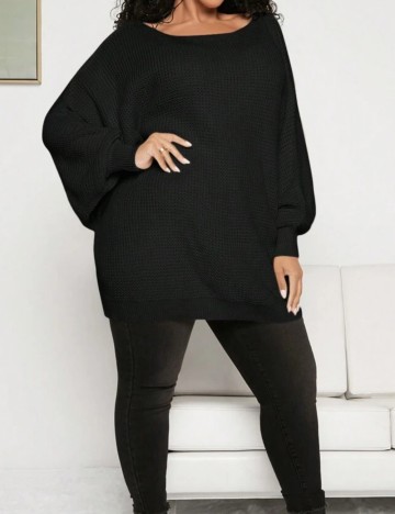 Pulover Shein Curve+, negru