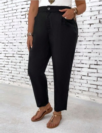 Pantaloni Casual Shein Curve+, negru