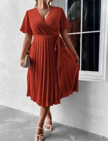 Rochie midi Shein Curve+, cărămiziu