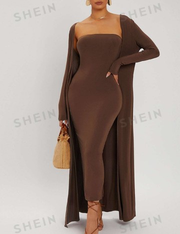 Cardigan lung Shein, maro