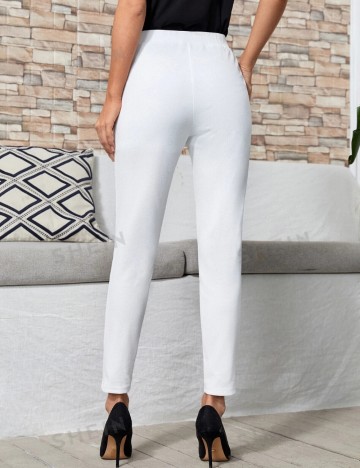 Pantaloni Emery Rose by Shein, alb