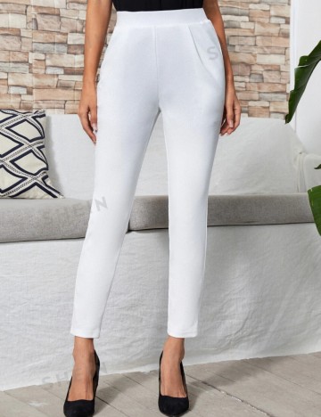 Pantaloni Emery Rose by Shein, alb