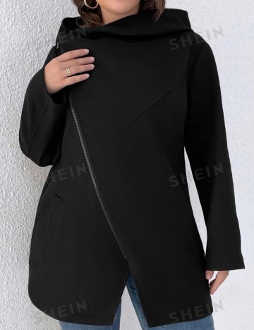 Palton scurt Shein Curve+, negru