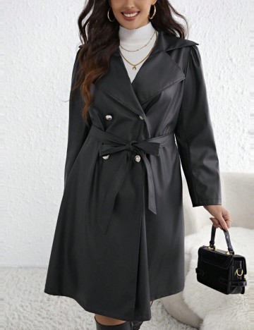 Trench Shein Curve+, negru