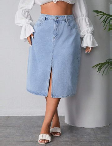 Fustă de blugi Shein Curve+, albastru denim