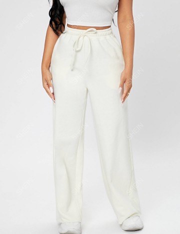 Pantaloni de trening Shein, alb