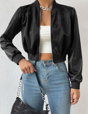 Bluză cu fermoar Shein, negru