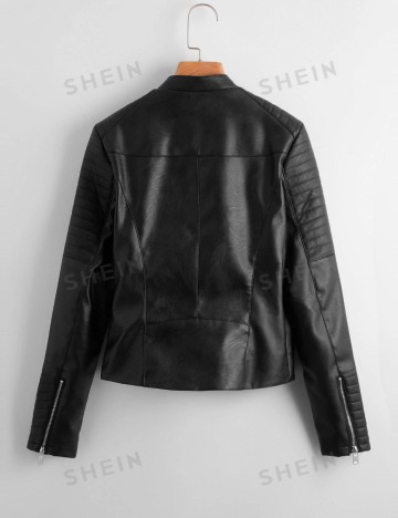 Geacă Imitație Piele Shein, negru