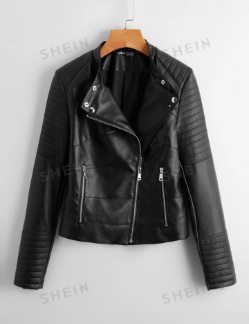 Geacă Imitație Piele Shein, negru