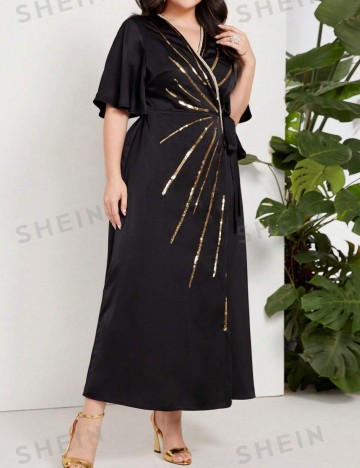 Rochie maxi Shein Curve+, negru