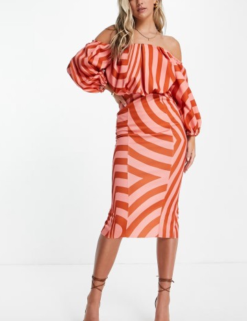 Rochie midi ASOS, mix culori