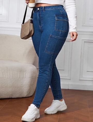 Jeans Shein Curve+, albastru