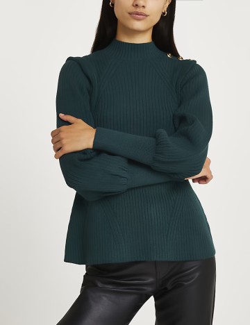 Pulover casual River Island, verde smarald